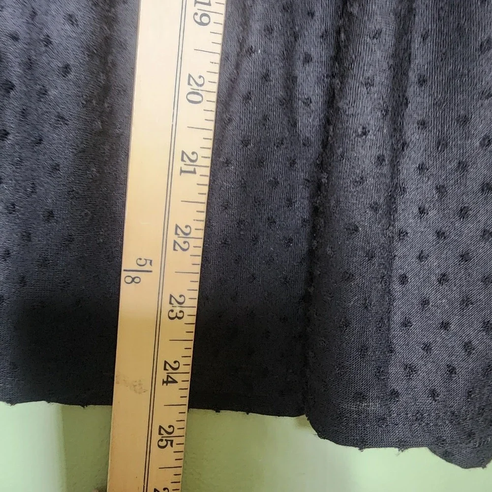Style & Co Peplum Top S Black Swiss‎ Dot 3/4 Sleeves Semi Sheer Boho